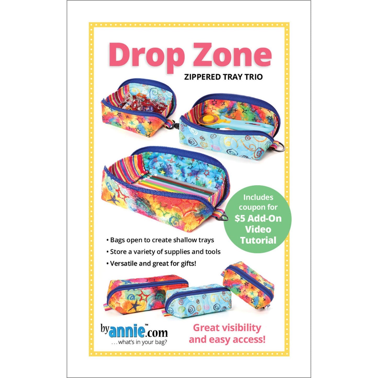 Drop Zone Zippered Tray Trio Pattern Annie Unrein By Annie's