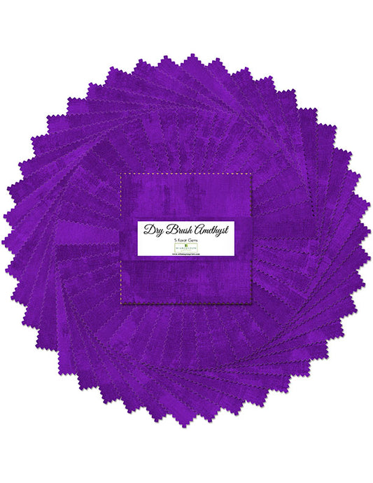 Dry Brush Amethyst Purple 5" Squares Karat Gems Charm pack 42pcs Wilmington Prints Cotton Fabric WP-507-181-507