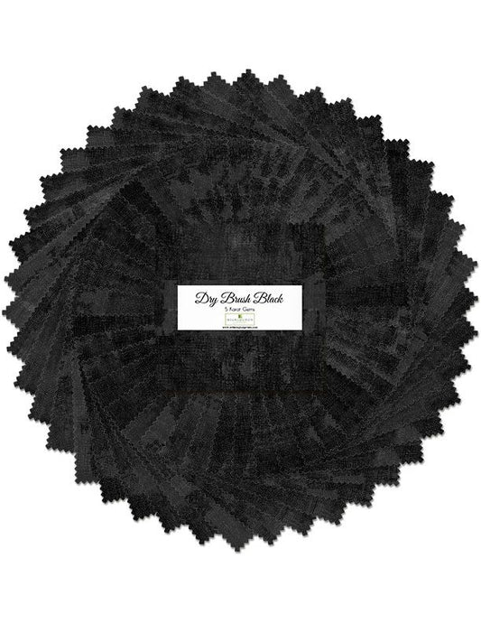 Dry Brush Black 5" Squares Karat Gems 42pcs Wilmington Prints Cotton Fabric WP-507-92-507