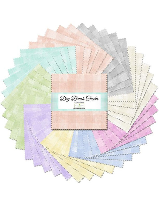 Dry Brush Checks Essentials Karat Gems 5" Squares 42 pcs Danhui Nai Wilmington Prints Cotton Fabric WP-507-159-507