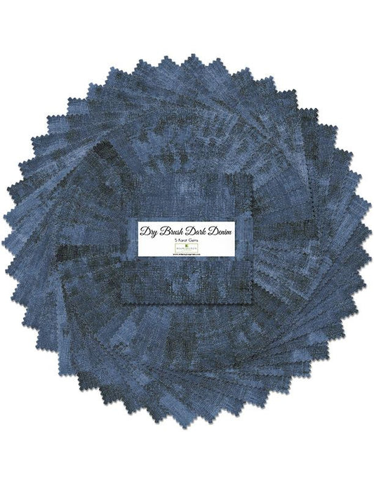 Dry Brush Dark Denim 5" Squares Karat Gems 42pcs Wilmington Prints Cotton Fabric WP-507-90-507