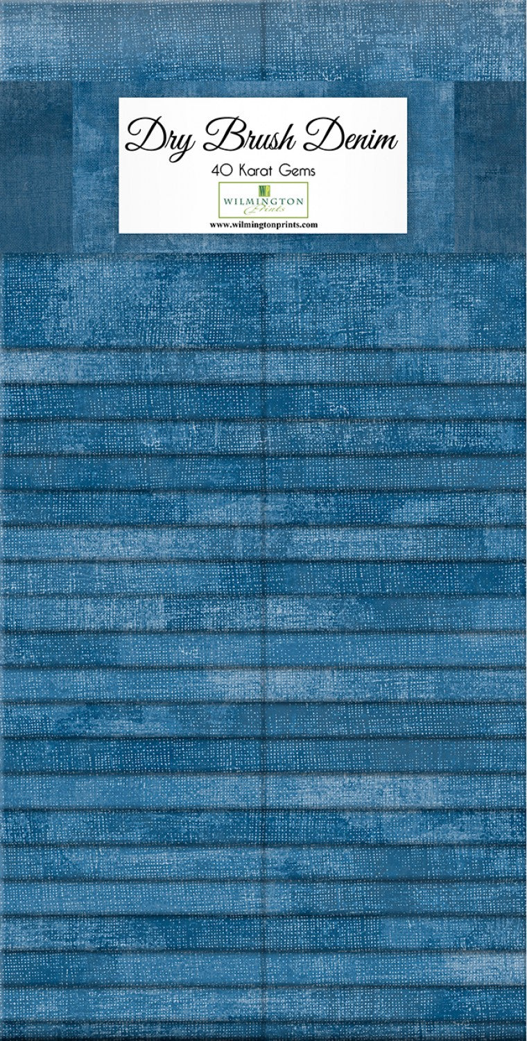 Dry Brush Denim 2.5" Strips Karat Gems Wilmington Prints Cotton Fabric WP 842-89-842