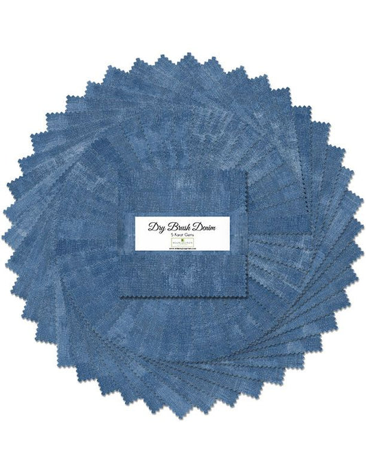 Dry Brush Denim 5" Squares Karat Gems 42pcs Wilmington Prints Cotton Fabric WP-507-89-507