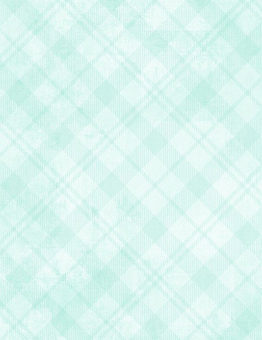 Dry Brush Plaid Plaid Pale Aqua Blue Green Essential Basics Danhui Nai Wilmington Prints Cotton Fabric WP-1077-89291-740