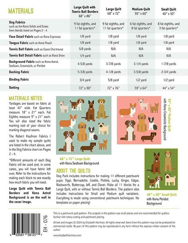 Dog Park Quilt Pattern designed by Elizabeth Hartman EH-076