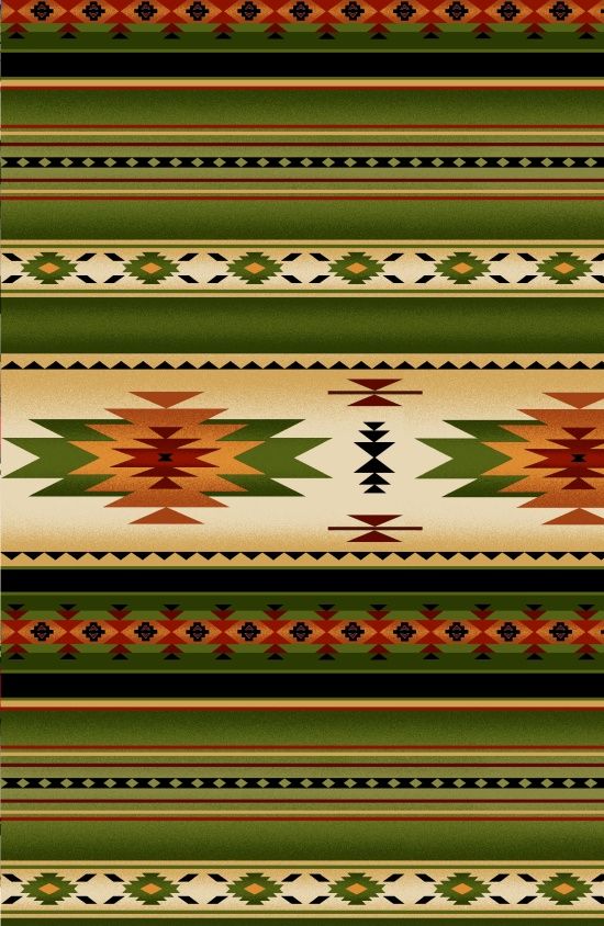 Tucson Aztec Southwestern Native American Stripe Green Elizabeth's Studio Cotton Fabric