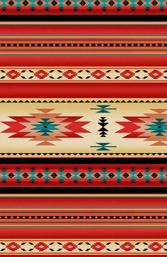 Tucson Aztec Southwestern Native American Stripe Red Elizabeth's Studio Cotton Fabric