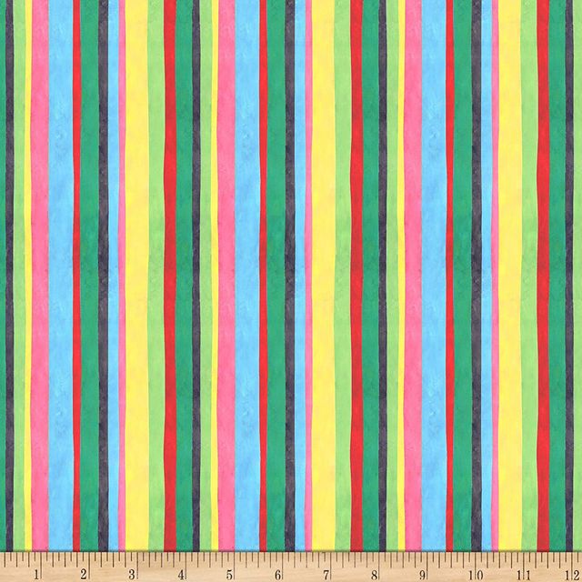 Emerald Stripe Zootopia A to Z Multi Elizabeth's Studio Cotton Fabric