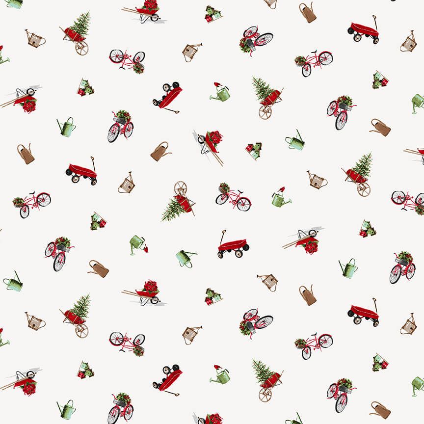 Holiday Happy Place Small Motif Allover White Jan Shade Beach Henry Glass Cotton Fabric