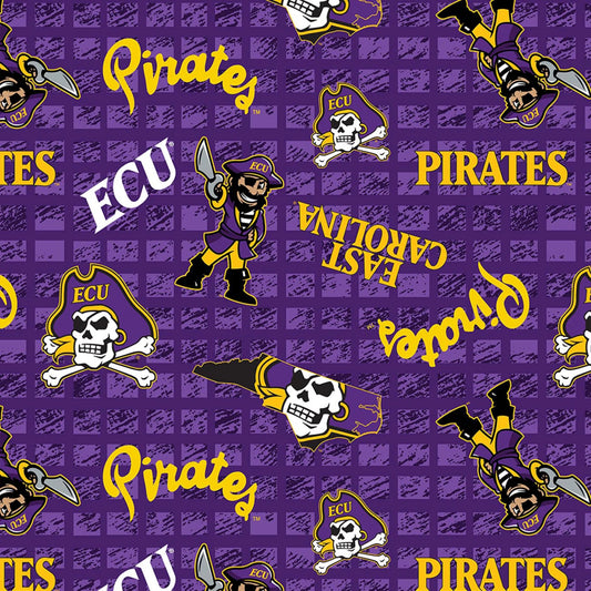 Ease Carolina Pirates JERSEY KNIT NCAA College Sykel Enterprises 92% Polyester 8% Spandex Fabric ECU-1401