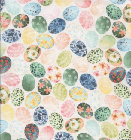 Easter Wonder Tossed Eggs Vanilla Cream Hoffman Fabric Cotton Fabric