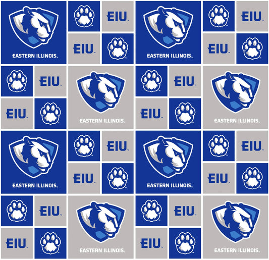 Eastern Illinois Panthers NCAA College Geometric Box Sykel Enterprises 43-44 inches wide Cotton Fabric EILL-020