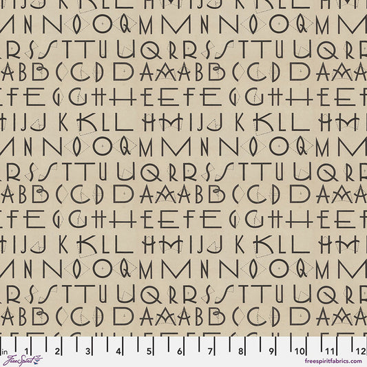 Eclectic Elements Charcoal Palette Typography Charcoal Tim Holtz Free Spirit Cotton Fabric FS-PWTH314.CHARCOAL