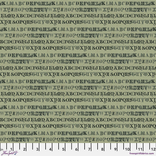 Eclectic Elements Green Palette Typography Green Tim Holtz Free Spirit Cotton Fabric FS-PWTH264.GREEN