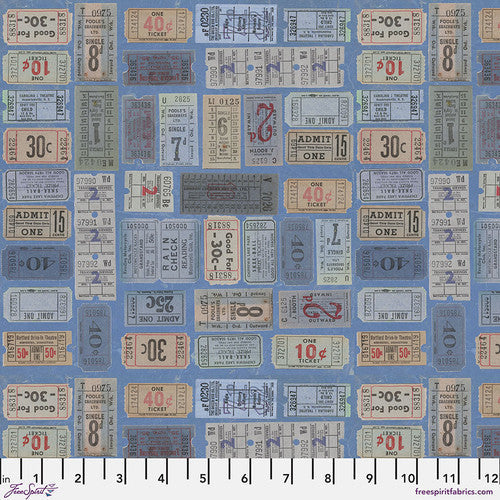 Eclectic Elements Indigo Palette Tickets Indigo Tim Holtz Free Spirit Cotton Fabric FS-PWTH292.INDIGO