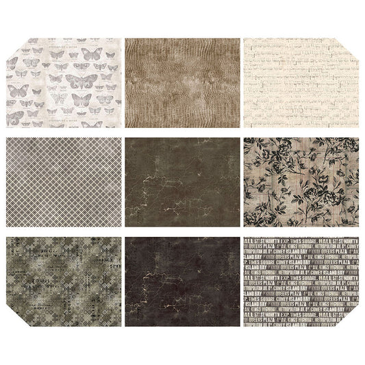 Eclectic Elements Neutral Palette Mini Design Roll Towers 2.5" Strips 21 pcs Tim Holtz Free Spirit Cotton Fabric FS-FB3DRTH.NEUTRAL