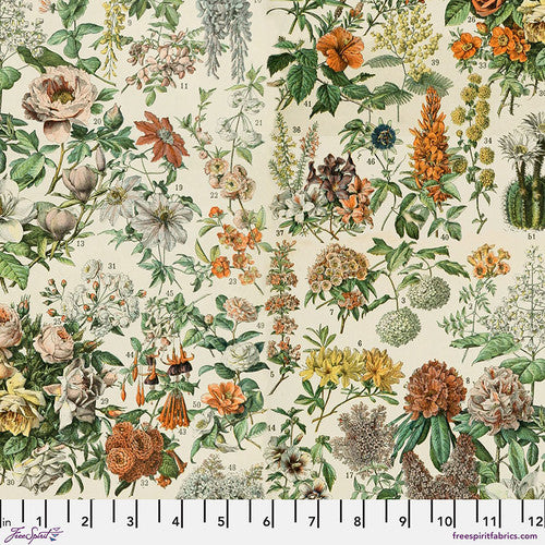 Eclectic Elements Orange Palette Botanical Orange Tim Holtz Free Spirit Cotton Fabric FS-PWTH237.Orange