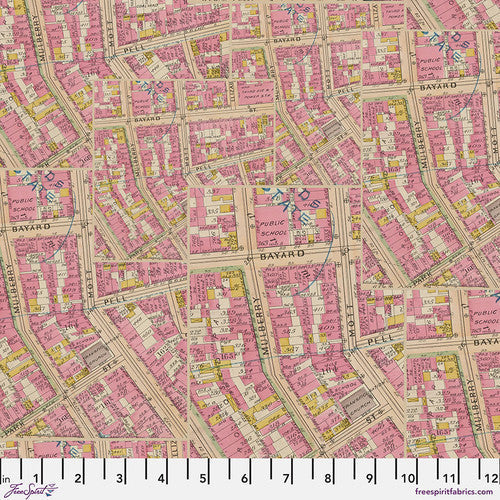 Eclectic Elements Pink Palette Map Pink Tim Holtz Free Spirit Cotton Fabric FS-PWTH213.PINK