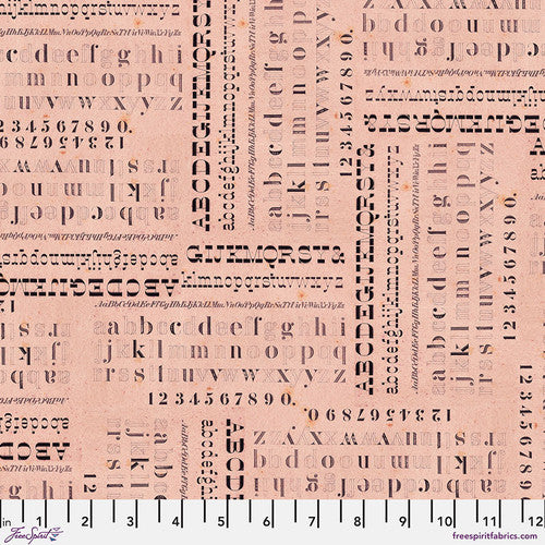 Eclectic Elements Pink Palette Typography Pink Tim Holtz Free Spirit Cotton Fabric  FS-PWTH214.PINK