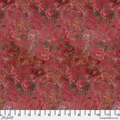 Eclectic Elements Red Palette Tapestry Red Tim Holtz Free Spirit Cotton Fabric  FS-PWTH226.RED