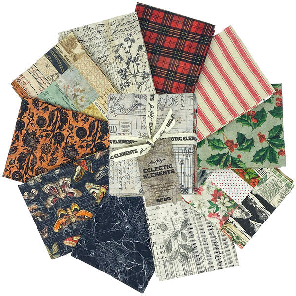Eclectic Elements Seasonal Palette Fat Quarter Bundle 18''x 21'' 10pcs Tim Holtz Free Spirit Cotton Fabric FS-FB4FQTH.SEASONAL