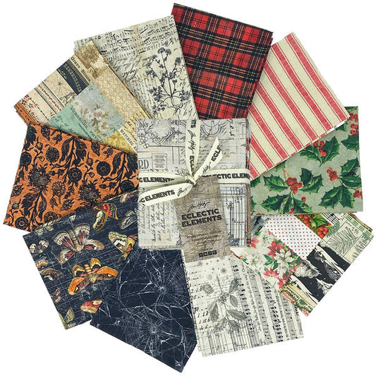 Eclectic Elements Seasonal Palette Fat Quarter Bundle 18''x 21'' 10pcs Tim Holtz Free Spirit Cotton Fabric FS-FB4FQTH.SEASONAL
