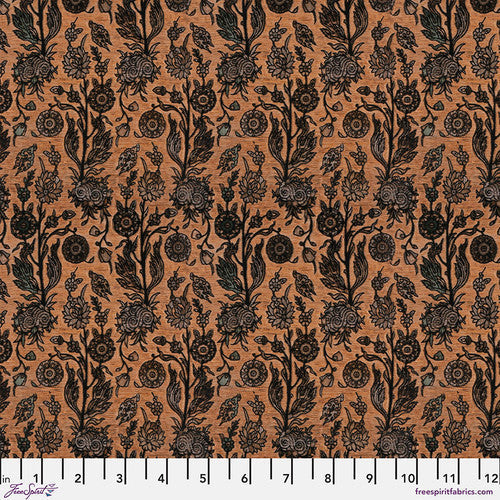 Eclectic Elements Seasonal Palette Halloween Gothic Tapestry Brown Tim Holtz Free Spirit Cotton Fabric FS-PWTH334.HALLOWEEN