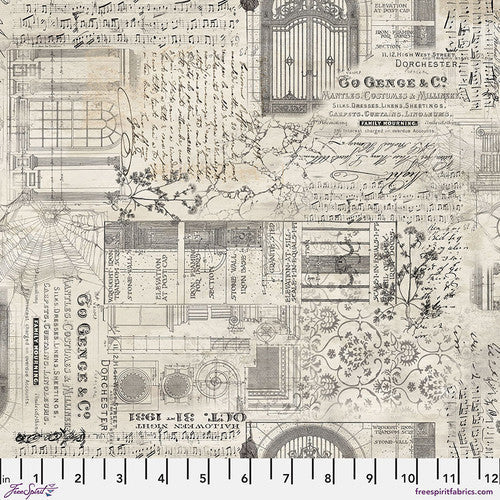 Eclectic Elements Seasonal Palette Halloween Remnants Cream Tim Holtz Free Spirit Cotton Fabric FS-PWTH331.HALLOWEEN