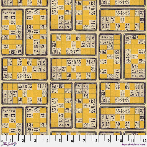 Eclectic Elements Yellow Palette Numbers Yellow Tim Holtz Free Spirit Cotton Fabric FS-PWTH246.YELLOW