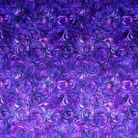 Eclectica Ombre Scroll Blender Violet Dan Morris Quilting Treasures Cotton Fabric