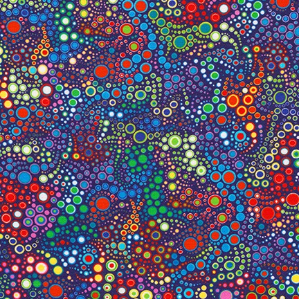 Effervescence GRADATION Circles and Dots Celebration Blue Rainbow A Caruso Robert Kaufman Cotton Fabric