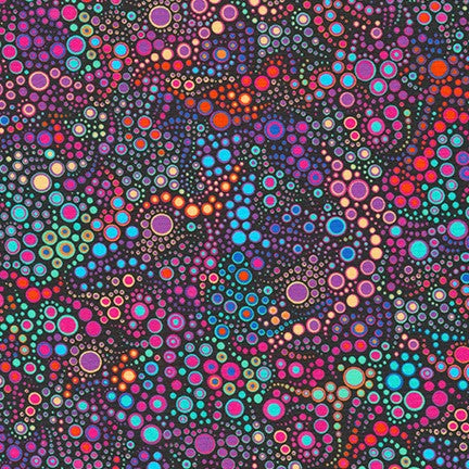 Effervescence GRADATIONS Circles and Dots Jewel Purple Pink and Blue Amelia Caruso Robert Kaufman Cotton Fabric