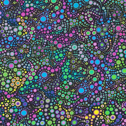 Effervescence GRADATIONS Circles and Dots Mardi Gras Green and Purple A Caruso Robert Kaufman Cotton Fabric