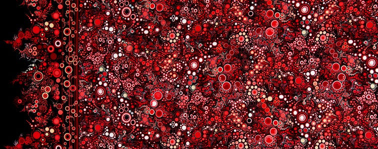 Effervescence Single BORDER GRADATION Circles and Dots Red Amelia Caruso Robert Kaufman Cotton Fabric