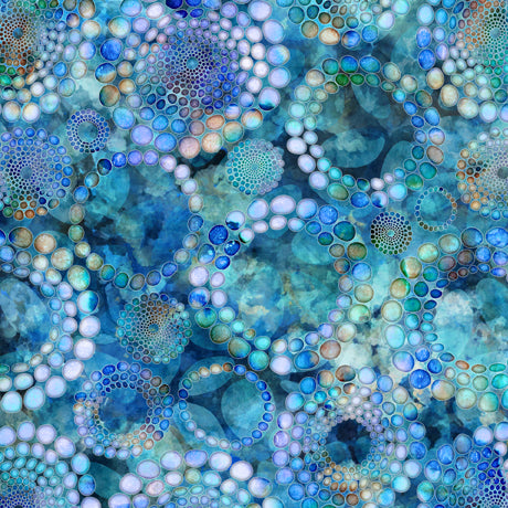 Elementals Dotted Circles Turquoise Dan Morris Quilting Treasures Cotton Fabric