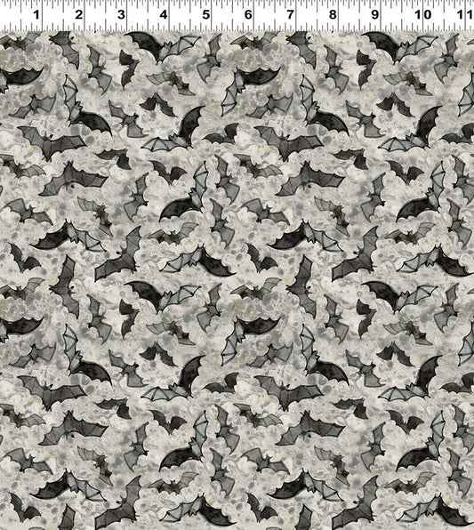 Emerald Hollow Bats Mist Gray Sue Zipkin Clothworks Cotton Fabric CLT-Y4835-116