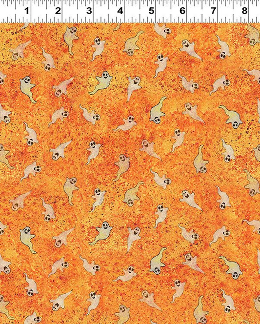 Emerald Hollow Ghosts Orange Sue Zipkin Clothworks Cotton Fabric CLT-Y4832-36
