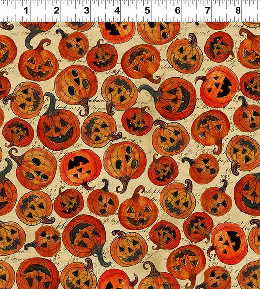 Emerald Hollow Pumpkins Light Butter Sue Zipkin Clothworks Cotton Fabric CLT-Y4828-58