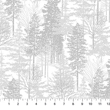 Enchanted Tress Glitter Gray Sandra Will Northcott Cotton Fabric