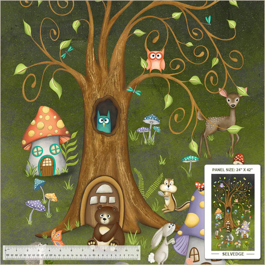 Enchanted Woods Panel 24" Forest Terri Degenkolb Windham Fabrics Cotton Fabric WF-54519DP-1