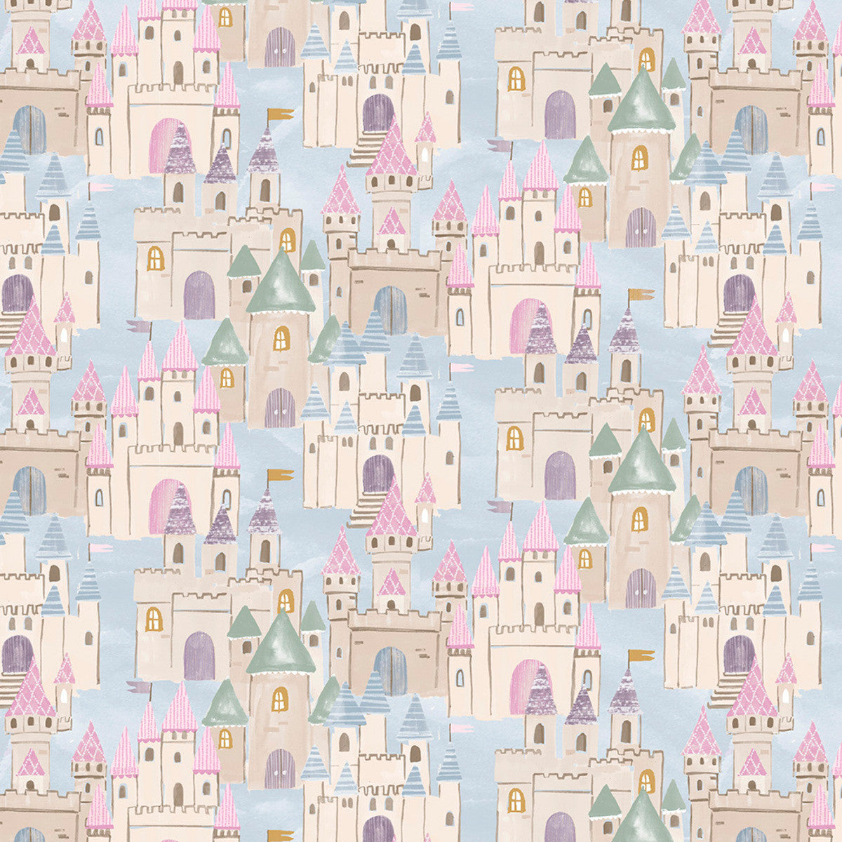 Enchanting FLANNEL Enchanted Towers Light Blue Michael Moon 3 Wishes Cotton FLANNEL Fabric 3W-24536-BLU-FLN