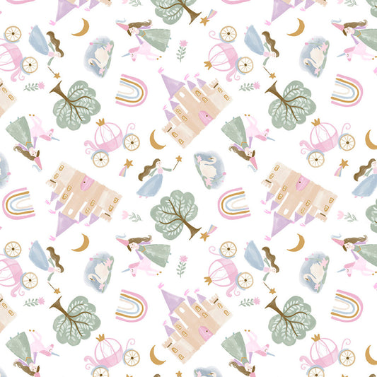 Enchanting FLANNEL Fairy Tale Magic White Michael Moon 3 Wishes Cotton FLANNEL Fabric 3W-24536-BLU-FLN