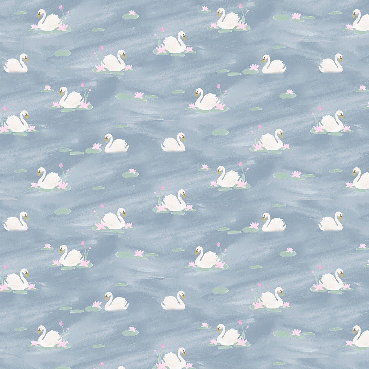 Enchanting FLANNEL Swan Lake Blue Michael Moon 3 Wishes Cotton FLANNEL Fabric 3W-24535-BLU-FLN