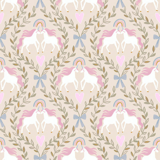 Enchanting FLANNEL Unicorn Dance Beige Michael Moon 3 Wishes Cotton FLANNEL Fabric 3W-24533-BGE-FLN