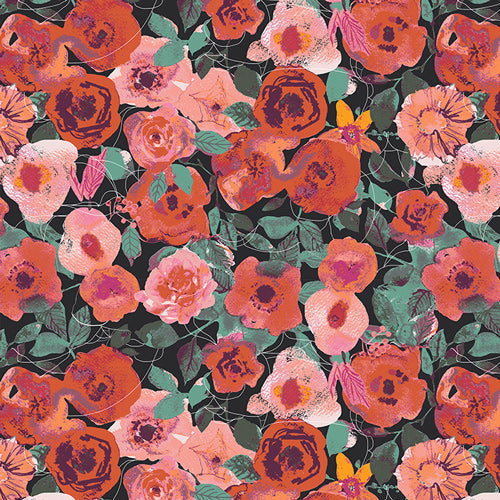 Enshadow Witch's Garden Black Katarina Roccella Art Gallery Fabrics Cotton Fabric AGF-ENW-49400