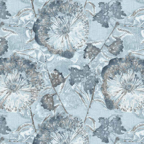 Equanimity Large Floral Light Blue Chelsea DesignWorks Studio E Cotton Fabric