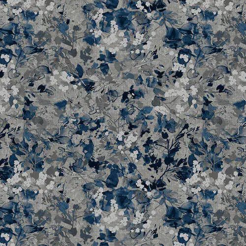 Equanimity Small Floral Texture Charcoal Navy Chelsea Design Works Studio E Cotton Fabric