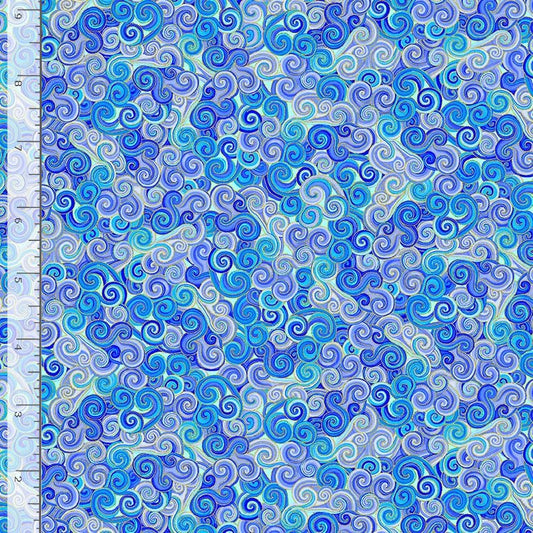 Escapade Scroll Blue Purple Metallic Gold Chong-A Hwang Timeless Treasures Cotton Fabric TT-ESCAPADE-CM3800-PURPLE