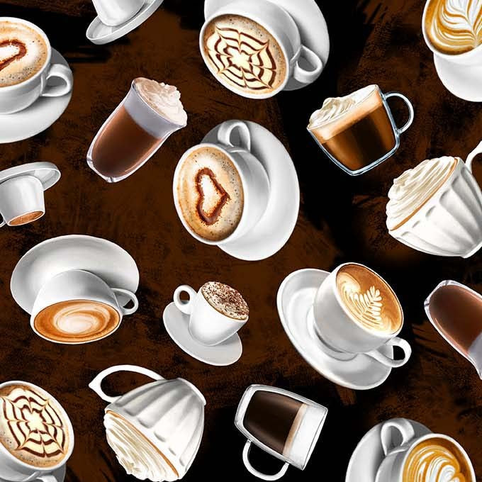 Espresso Yourself The perfect Cup Coffee Brown Michael Miller Cotton Fabric