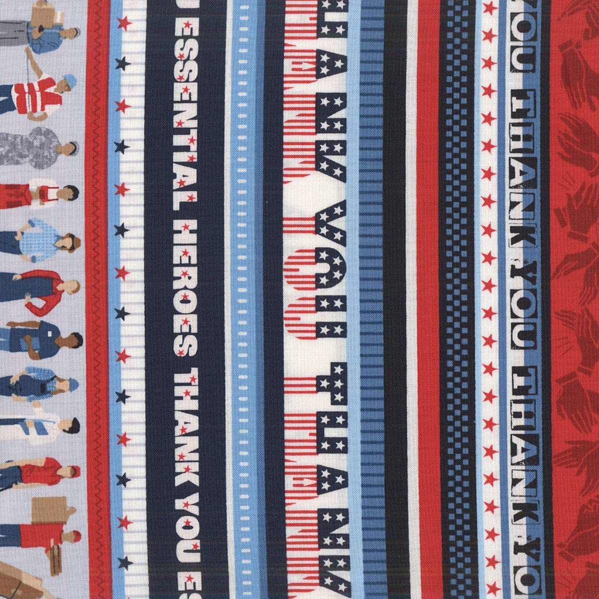 Essential Heroes Thank You Stripe Patriotic Multi Studio E Cotton Fabric